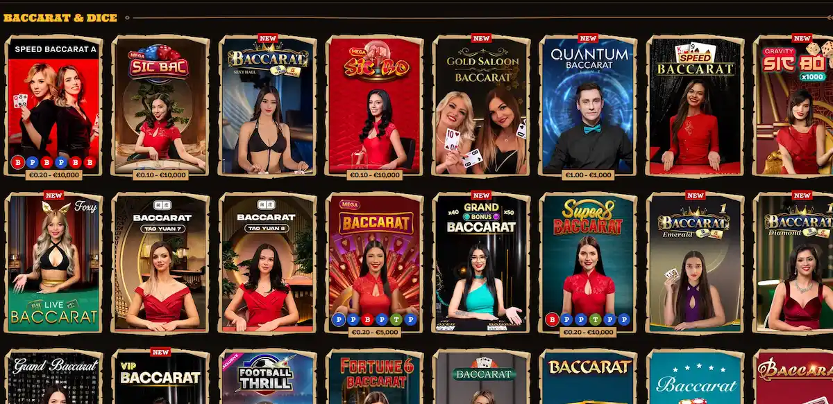 Baccarat Live-Tisch bei Lizaro Casino