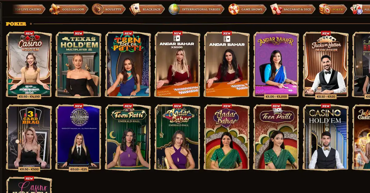 Live Poker Tisch bei Lizaro Casino